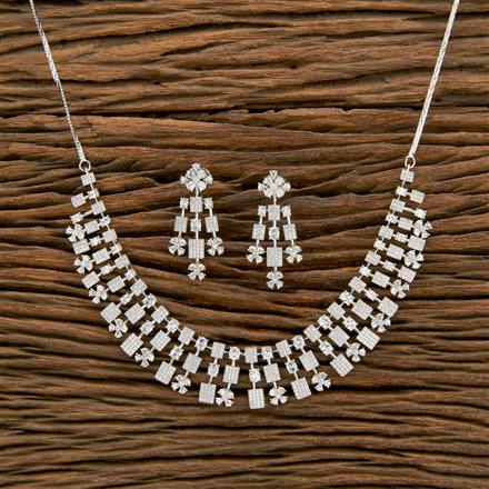 Cubic Zirconia Classic Necklace With Rhodium Plating