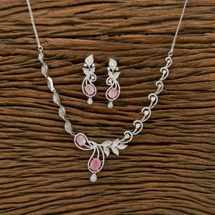 Cubic Zirconia Classic Necklace With Rhodium Plating