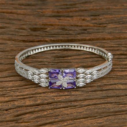 Cubic Zirconia Classic Kada With Rhodium Plating