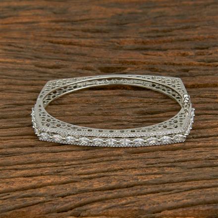 Cubic Zirconia Classic Kada With Rhodium Plating