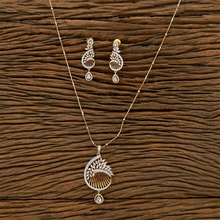 Cubic Zirconia Classic Pendant Set With 2 Tone Plating