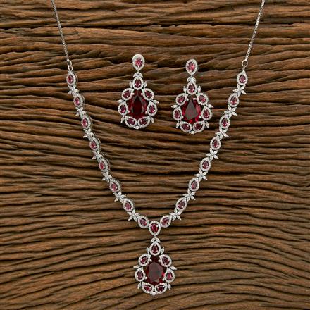 Cubic Zirconia Big Stone Necklace With Rhodium Plating