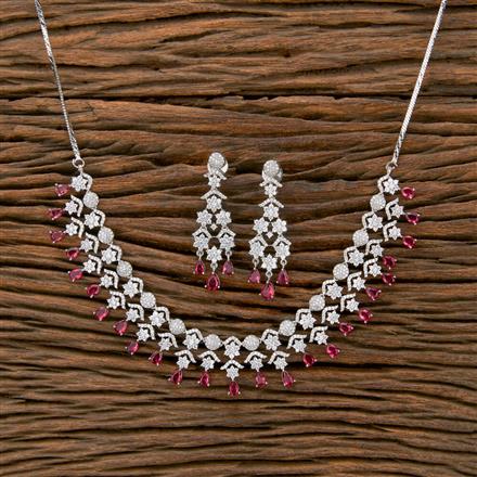 Cz Classic Necklace With Rhodium Plating