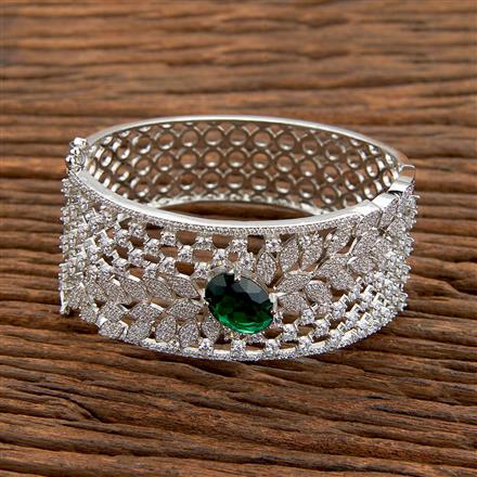 Cz Broad Kada With Rhodium Plating