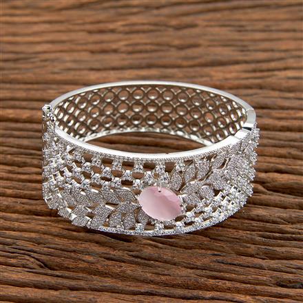 Cz Broad Kada With Rhodium Plating