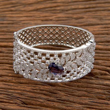 Cz Broad Kada With Rhodium Plating