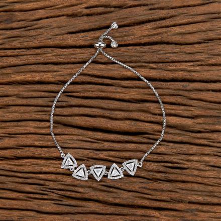 Cz Delicate Bracelet With Rhodium 2 Tone Plating