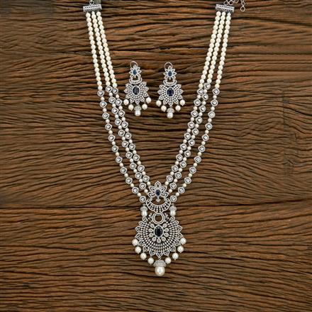 Cubic Zirconia 3 Line Necklace With Rhodium Plating