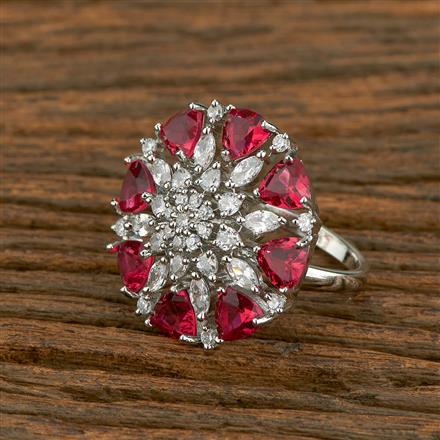 Cubic Zirconia Adjustable Ring With Rhodium Plating