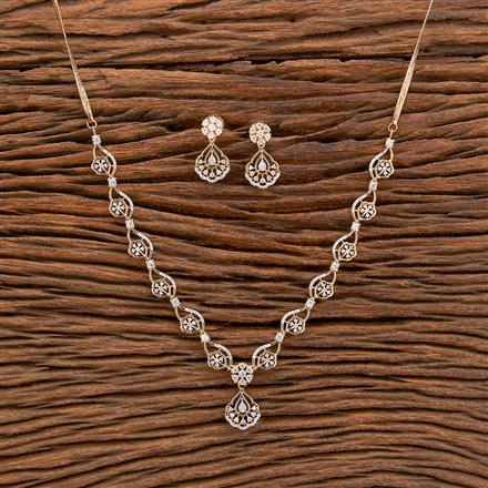 Cz Delicate Necklace With Rhodium 2 Tone Plating
