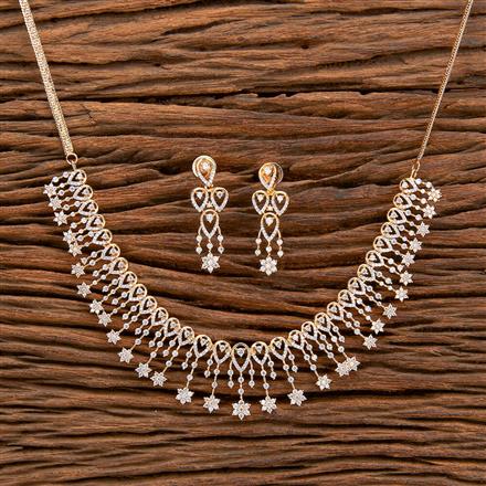 Cz Classic Necklace With Rhodium 2 Tone Plating