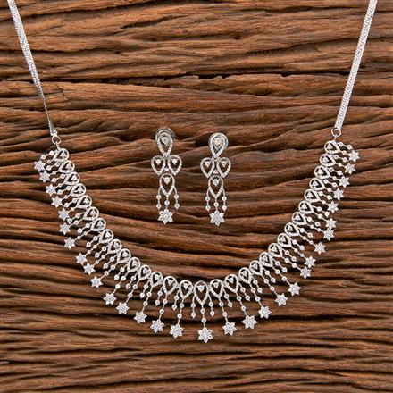 Cz Classic Necklace With Rhodium 2 Tone Plating