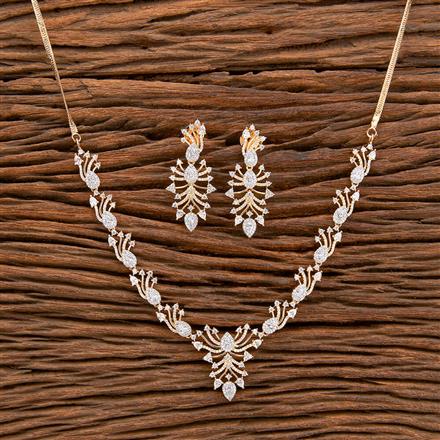 Cz Classic Necklace With Rhodium 2 Tone Plating