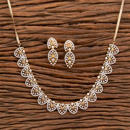 Cz Classic Necklace With Rhodium 2 Tone Plating