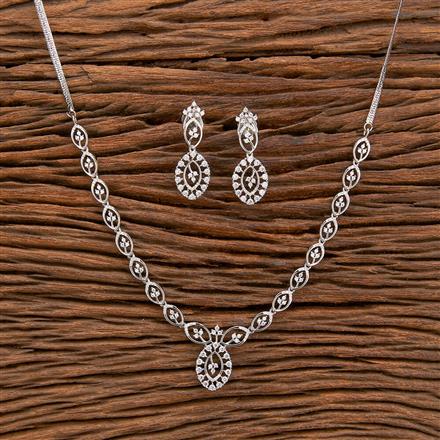 Cz Delicate Necklace With Rhodium 2 Tone Plating