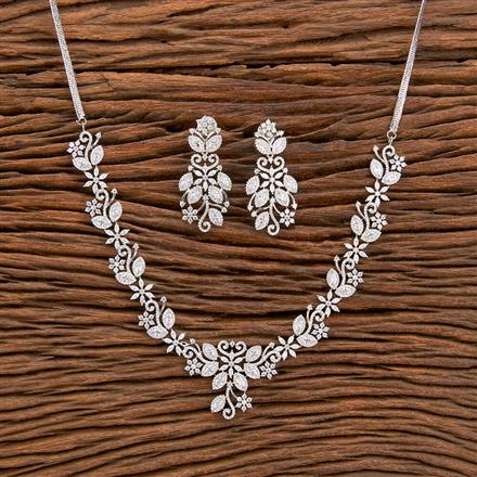 Cz Classic Necklace With Rhodium 2 Tone Plating