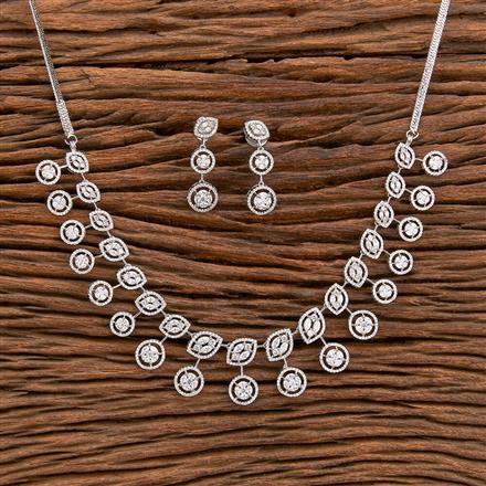 Cz Classic Necklace With Rhodium 2 Tone Plating