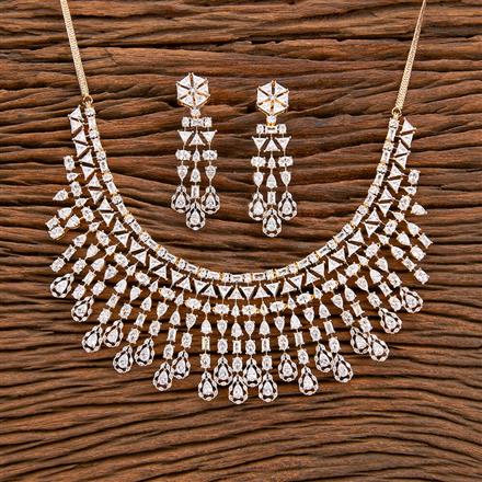 Cz Classic Necklace With Rhodium 2 Tone Plating