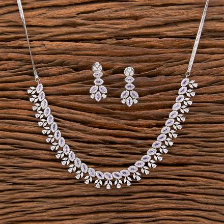 Cz Classic Necklace With Rhodium Plating