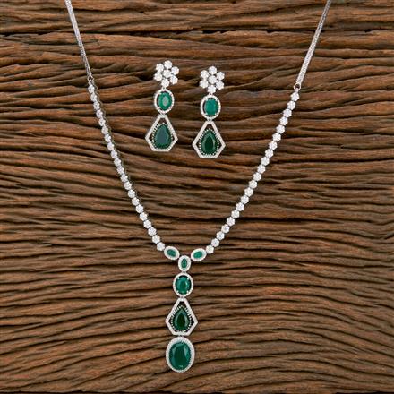 Cz Classic Necklace With Rhodium Plating