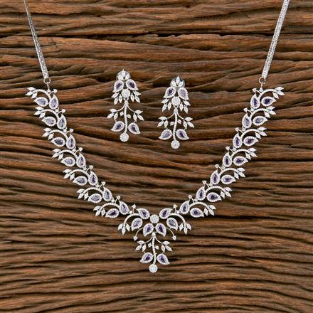 Cz Classic Necklace With Rhodium Plating