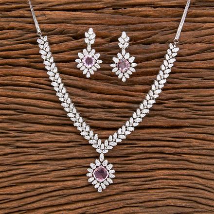 Cz Classic Necklace With Rhodium Plating