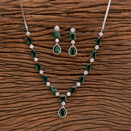 Cz Classic Necklace With Rhodium Plating