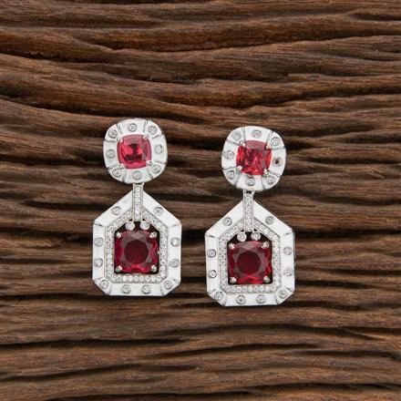 Cz Classic Earring With Rhodium Plating