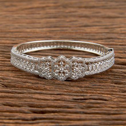 Cz Classic Kada With Rhodium 2 Tone Plating