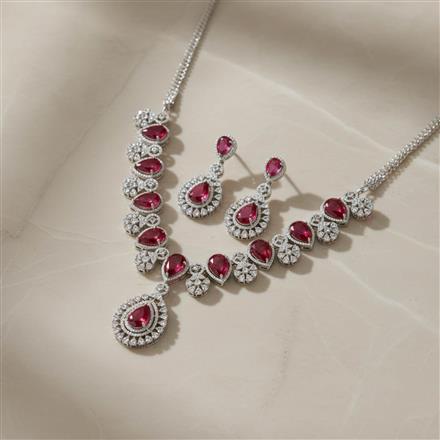 Cz Classic Necklace With Rhodium Plating