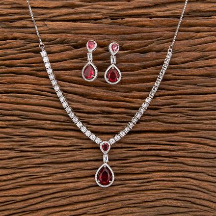 Cz Delicate Necklace With Rhodium Plating
