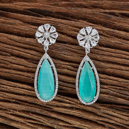 Cz Classic Earring With Rhodium Plating