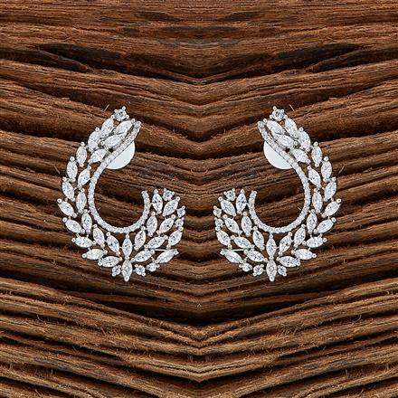 Cz Classic Earring With Rhodium 2 Tone Plating