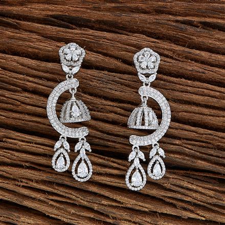 Cz Classic Earring With Rhodium 2 Tone Plating