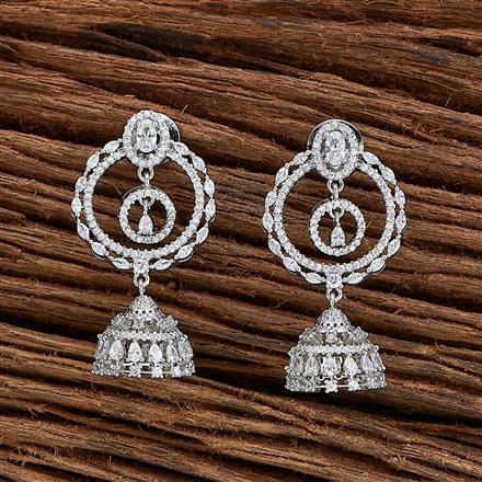 Cz Classic Jhumki With Rhodium 2 Tone Plating