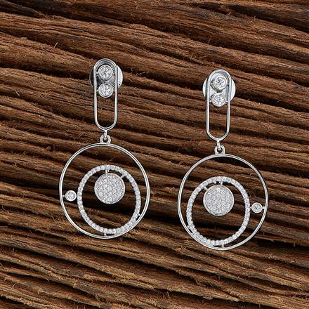 Cz Classic Earring With Rhodium 2 Tone Plating