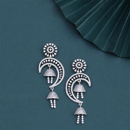 Cz Classic Earring With Black Rhodium 2 Tone Plating