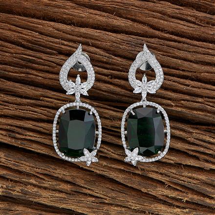 Cz Classic Earring With Rhodium Plating