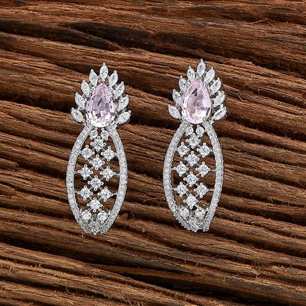 Cz Classic Earring With Rhodium Plating