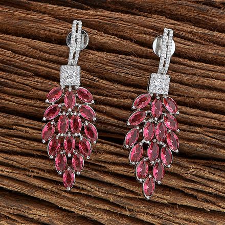 Cz Classic Earring With Rhodium Plating