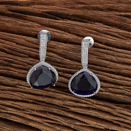 Cz Classic Earring With Rhodium Plating