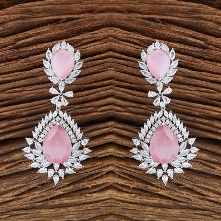 Cz Classic Earring With Rhodium Plating