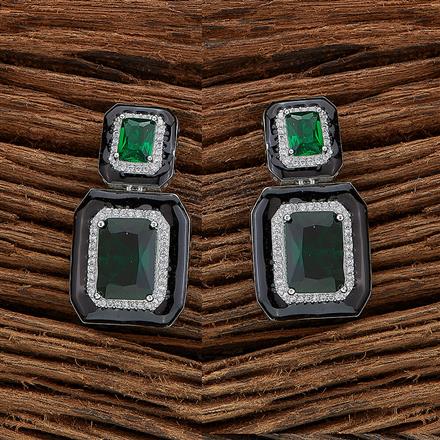 Cz Classic Earring With Rhodium Plating