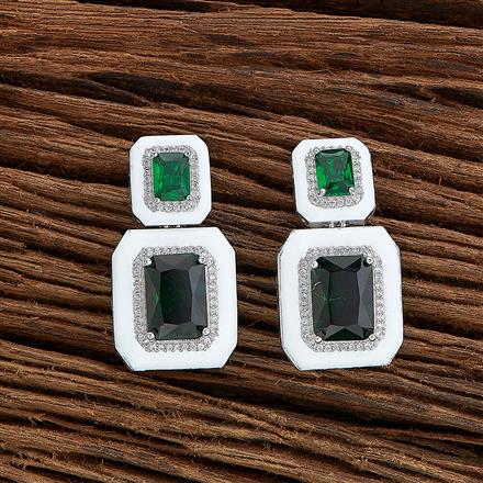 Cz Meenakari Earring With Rhodium Plating