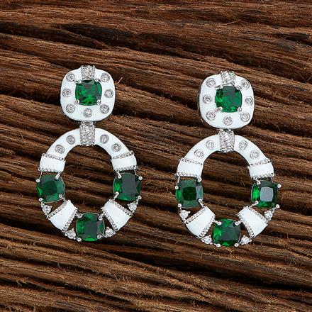 Cz Classic Earring With Rhodium Plating