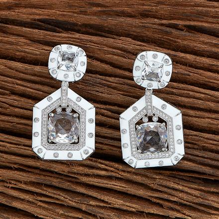 Cz Meenakari Earring With Rhodium Plating