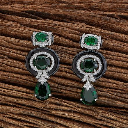 Cz Classic Earring With Rhodium Plating
