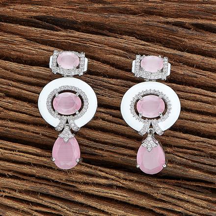 Cz Meenakari Earring With Rhodium Plating