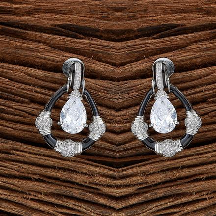 Cz Meenakari Earring With Rhodium Plating