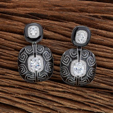 Cz Classic Earring With Rhodium Plating